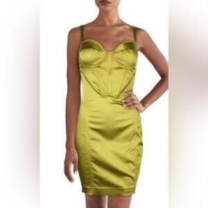 NWT Marciano Womens Green Boning Above Knee Adjustable Straps Bodycon Dress